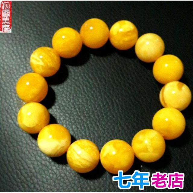 天然琥珀原石无烤色古董老蜜蜡云纹手串手链虎皮妖花已放二十年