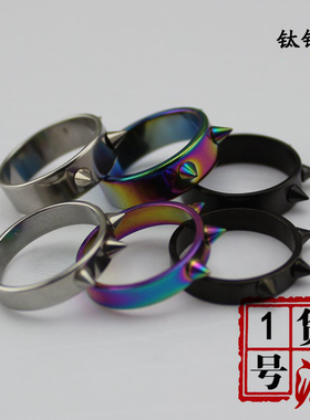 欧美风防身钉子齿轮箭头情侣戒指