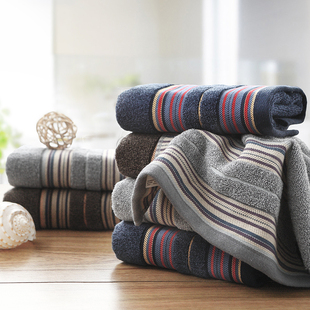 耐脏提缎面巾成人加厚柔软纯棉洗脸毛巾 男士 2条装 金号舒特曼正品