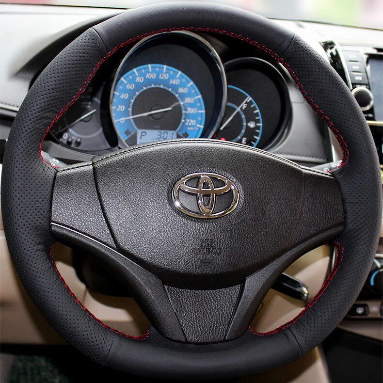 丰田新老威驰/致炫/卡罗拉/雅力士/雷凌手缝真皮方向盘套四季通用