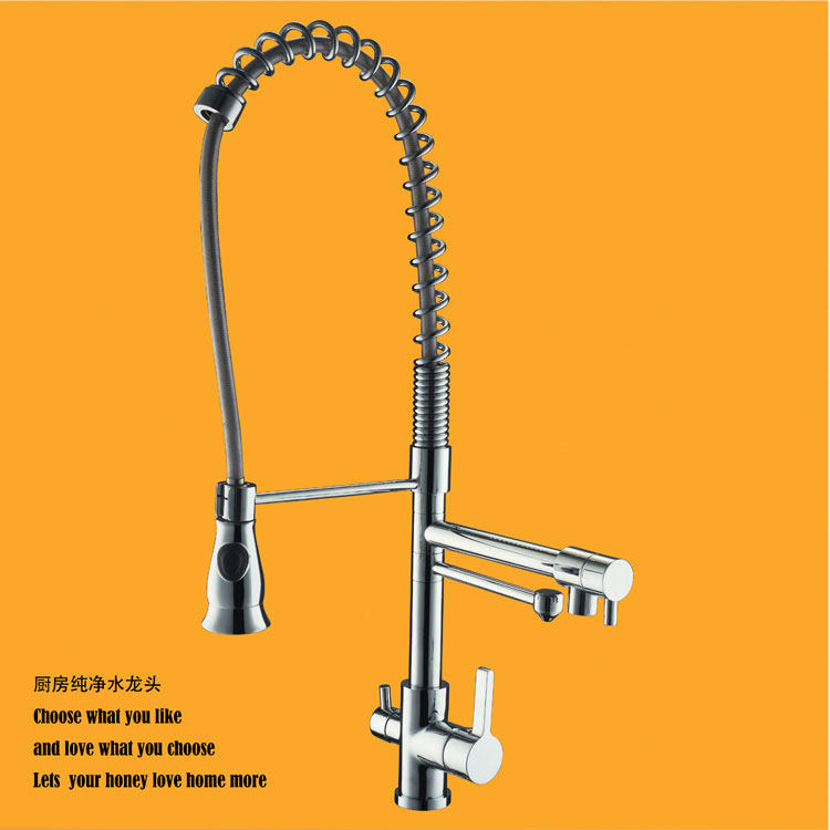 纳斯尔丁全铜带过滤嘴冷热洗菜盆水槽抽拉式厨房冷热带过滤水龙头