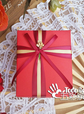 则礼 婚礼伴手礼礼盒蝴蝶结结婚喜糖盒 欧式盒子红色免折叠空盒