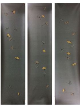 银杏叶灰色皮革手绘壁画软包硬包贴面新中式酒店别墅店铺背景墙