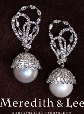 Meredith&Lee 高级感飞仙鬓步摇璀璨奢华新娘结婚礼服锆石耳环