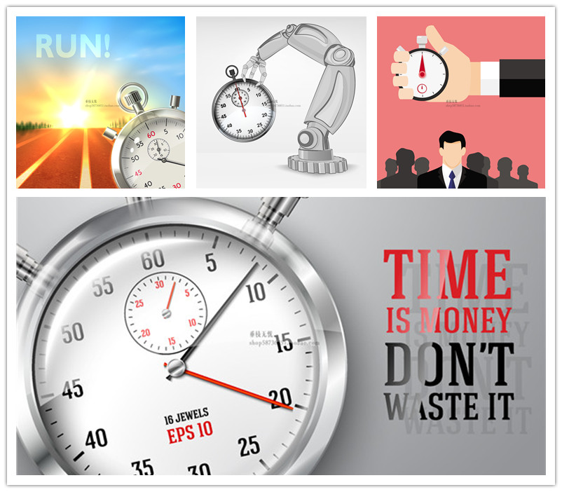 A1617矢量卡通扁平化信息图秒表跑步 AI设计素材