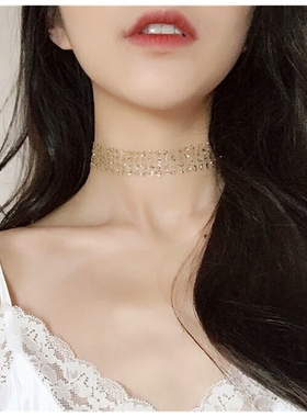 choker闪亮全手工金色短款脖颈链