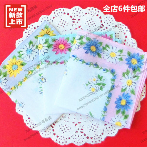 新款全棉42支月牙边经典小时候的味道女士儿童擦汗方巾手帕手绢