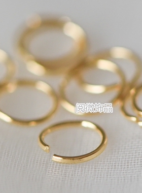 铜镀真金开口单圈连接 手工diy饰品配件材料 5x0.8mm /6x0.7mm