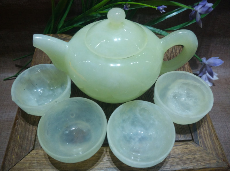天然玉石茶壶 岫玉整套茶具茶杯茶碗 功夫茶道用品养生保健正品