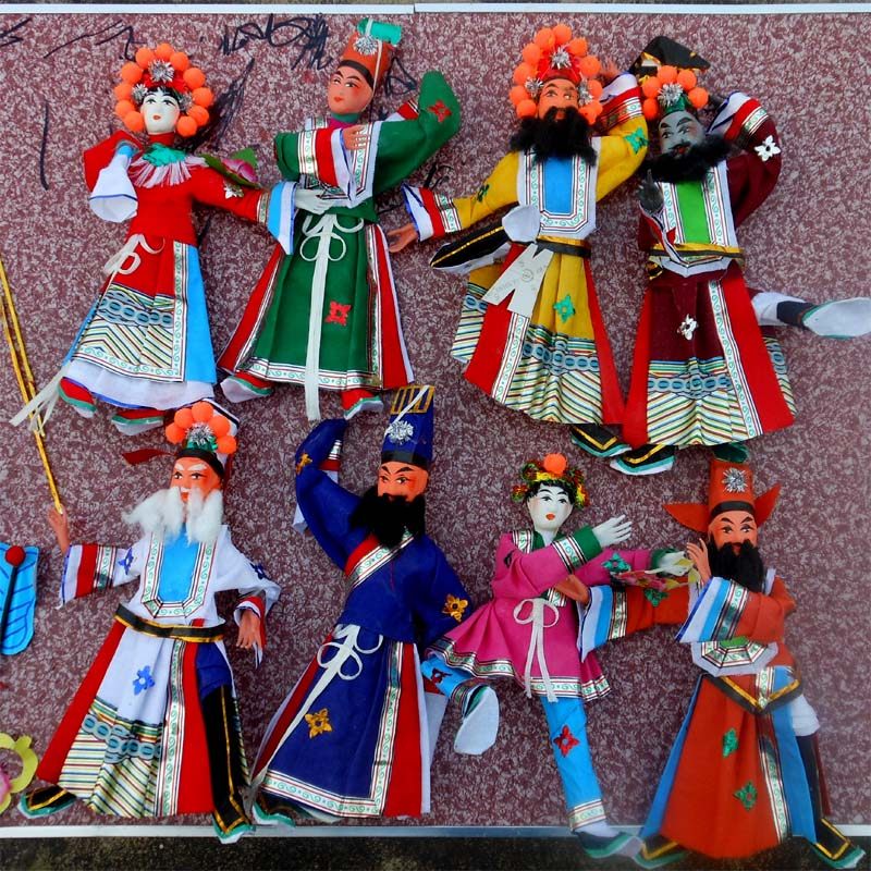 潮汕花灯用品  手工八仙人物纱丁  潮州纸扎布偶  澄海纱丁一套