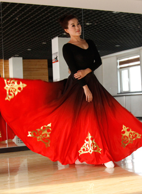 舞蹈服新疆民族舞蹈大摆裙少数民族演出服练习裙维族裙女儿童订制