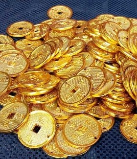 直径2.5、3.8、6、7、8、12、17、24、28CM金币塑料铜钱 塑料金条