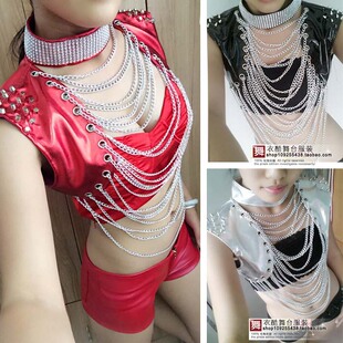 时尚夜店性感dj大气女歌手舞台装坎肩爵士舞马甲外套ds演出服套装