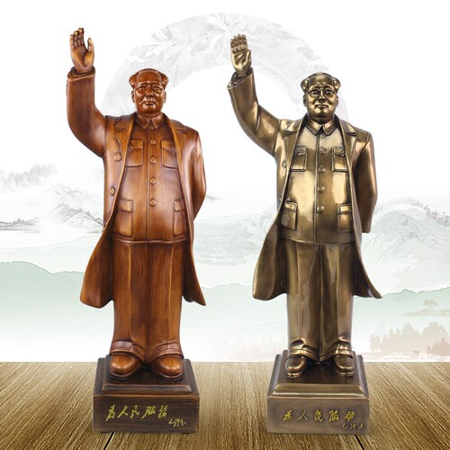 全身挥手家居风水毛主席铜像