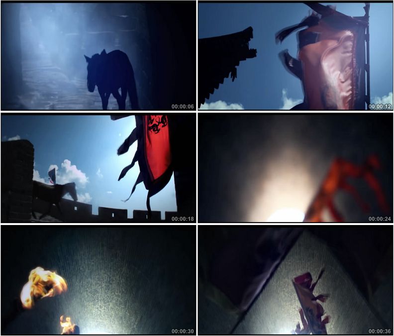 山西忻州雁门关战马战旗长城古城墙战火火把高清实拍视频素材