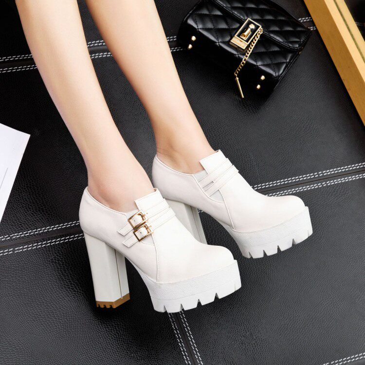 2020新款超高跟鞋粗跟深口单鞋圆头防水台女鞋厚底大码白色潮在类目 女鞋, 低帮鞋中 - 来自Buy2taobao.com提供专业的淘宝代购服务