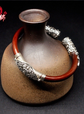 野生西藏无节祥云情侣配饰鸡血藤