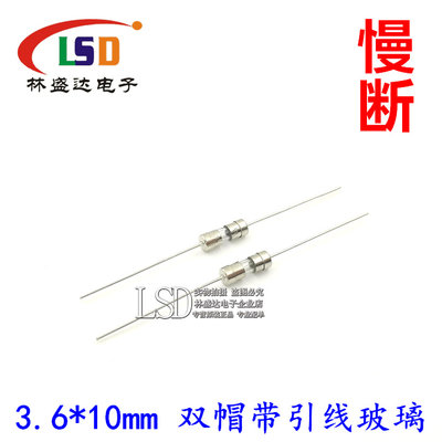 保险丝管 3.6x10mm 8A 250V带引脚/引线玻璃保险管 慢断 T8AL250V