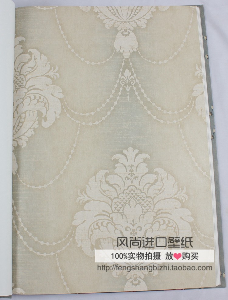 美国原装进口纯纸壁纸 法式宫廷团花 卧室 客厅满铺AB版搭配壁纸