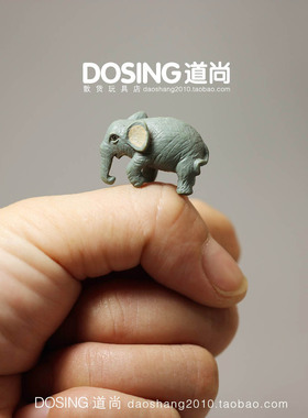 外贸正版散货 仿真动物 迷你版超小号 灰色大象 小象微缩模型摆件