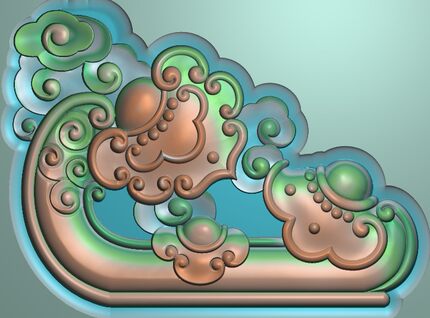 大床耳朵角花精雕图jdp灰度图浮雕精品富典沙发靠头边花如意祥云