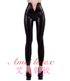 修身 乳胶紧身裤 裆部拉链 长裤 女性感乳胶紧身裤