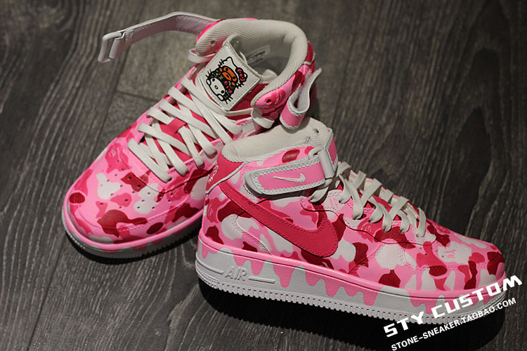 STY custom定制  Nike air force 1 甜粉迷彩 KITTY 草莓冰激凌