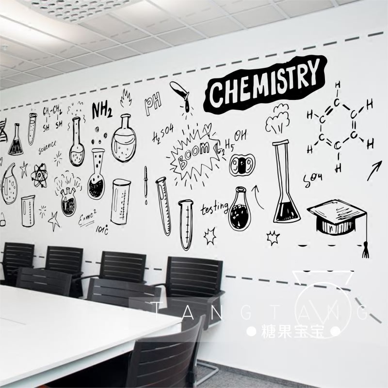 疯狂化学 科学实验室公式墙贴 创意 学校教育培训班黑板布置贴纸