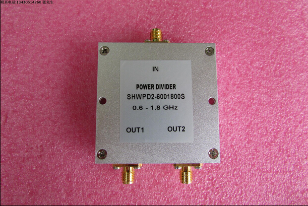 600-1800MHz 10W SMA N RF 射频同轴 2路 一分二功分器 频率可定制 厂家承若质量保修1年，请放心购买 型号：SHWPD2-6001800S 50欧姆 一分二 3dB 功分器