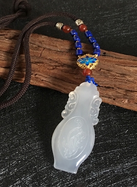 玉髓花瓶冰种原色玛瑙毛衣链吊坠