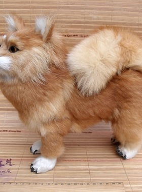 博美犬摆件皮毛工艺品