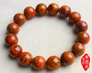 天然北票战国红手链 手饰 女象形玛瑙老料13.5mm手串 特价包邮