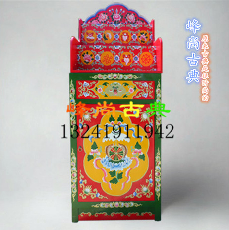 手工彩绘家用经济型佛龛立柜藏式密宗供台小型佛龛西藏风可定制