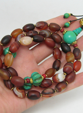 特价天然缠丝玛瑙手链三通佛头
