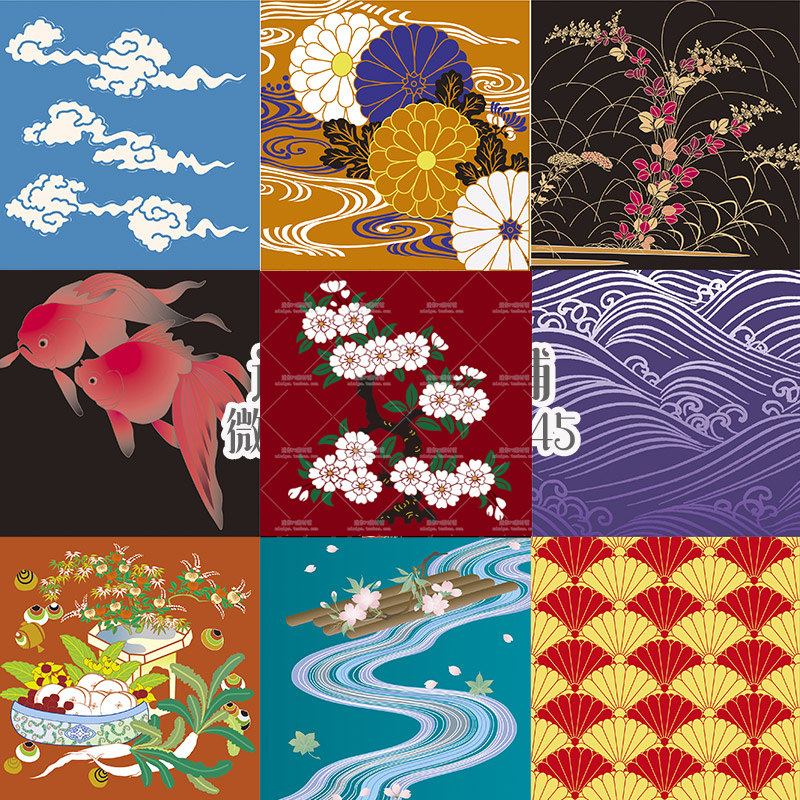 337号日本和风图案花纹和服纹样日式产品包装纹理ai矢量设计素材