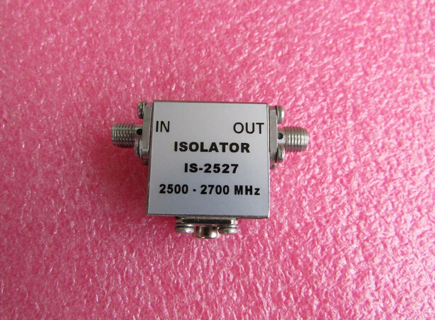 IS-2527 2500-2700MHz SMA RF 射频微波同宽带轴隔离器 工作频率：2500-2700MHz 隔离度：大于20dB 插损：＜0.5dB 接头：SMA