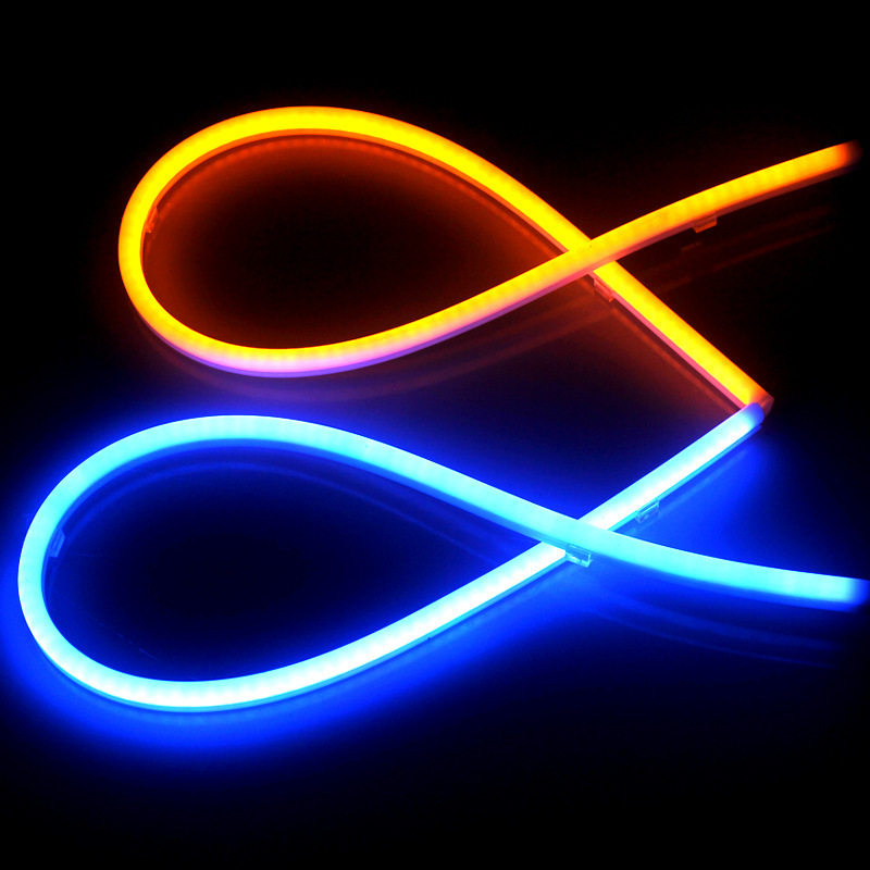 LED日行灯软导光条 软灯条 雾灯 双色天使眼带转向示宽灯 45cm