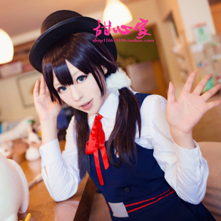 {甜心家}玉子市场北白川玉子朝比奈日和黑色扎呆毛款cosplay假发