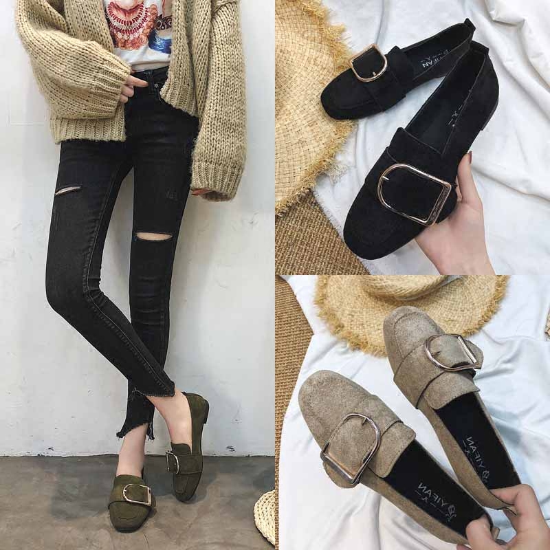 圆头平底单鞋女2019春季新款韩版百搭豆豆鞋女社会复古休闲女子鞋在类目 女鞋, 低帮鞋中 - 来自Buy2taobao.com提供专业的淘宝代购服务