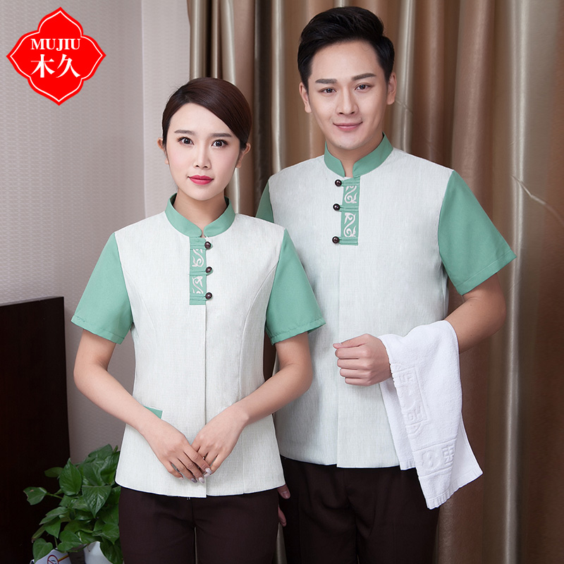 酒店客房保洁服短袖女饭店宾馆保洁员工作服夏装男物业阿姨PA制服
