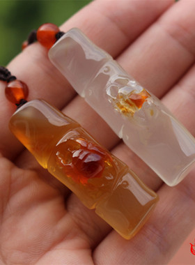 冰彩俏色玉髓节节高吊坠送珠链子