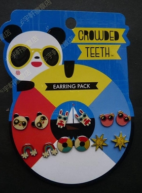 送女友迷你小耳钉  简约Loungefly crowded teeth 耳钉套装组合女