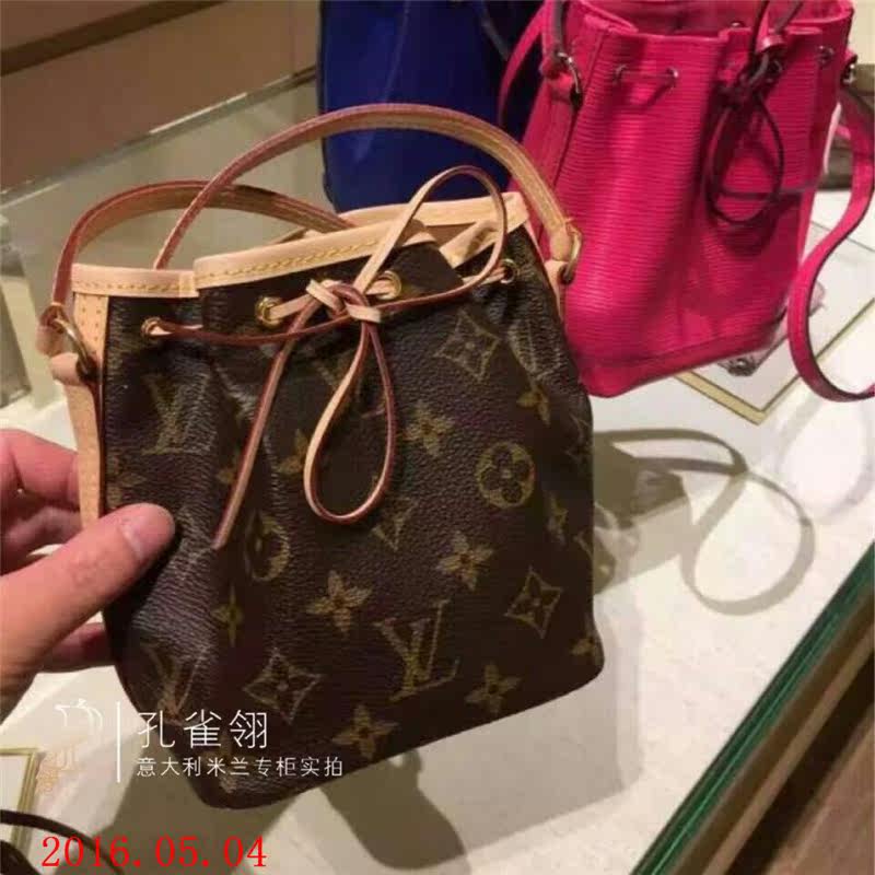 #时尚不打折# 老花也能很可爱：反差萌的LOUIS VUITTON 路易威登 nano noe小小水桶包