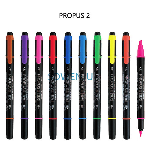 日本UNI PROPUS PUS-101T 三菱粗细双头荧光笔 萤光笔 标注重点笔