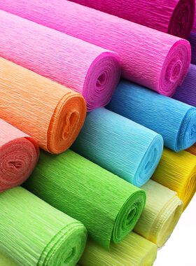 DIY手工材料伸缩纸 皱卷纸 皱纹纸 花艺纸 褶皱纸 50*250cm 多色