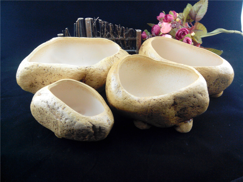 【2个包邮】陶瓷仿石头大号花盆花器水培盆多款多肉组合盆批发