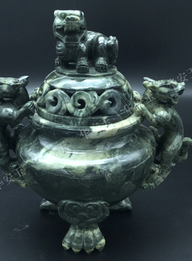 九龙壁手工雕刻焚香炉供奉华安玉