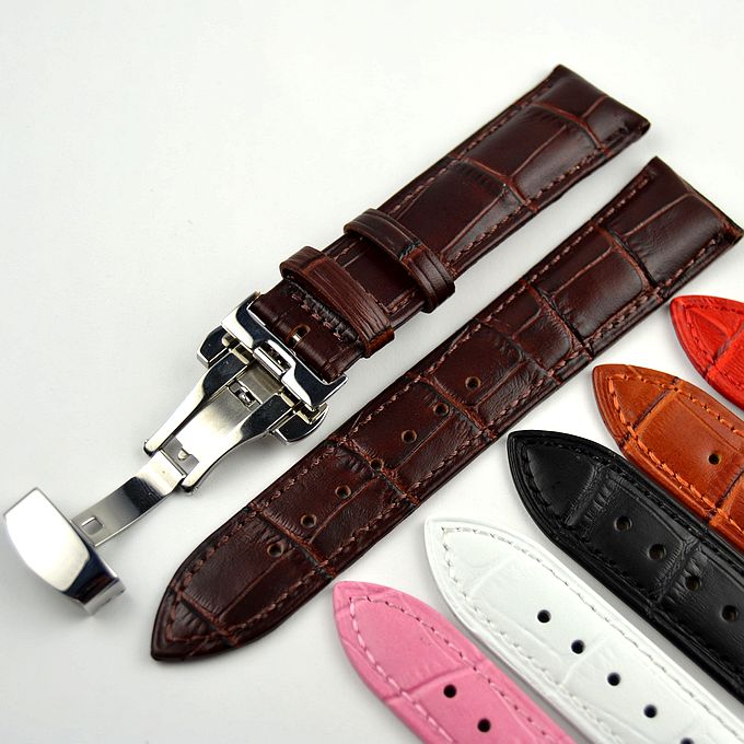 双边按制蝴蝶扣真皮卡西欧牛皮