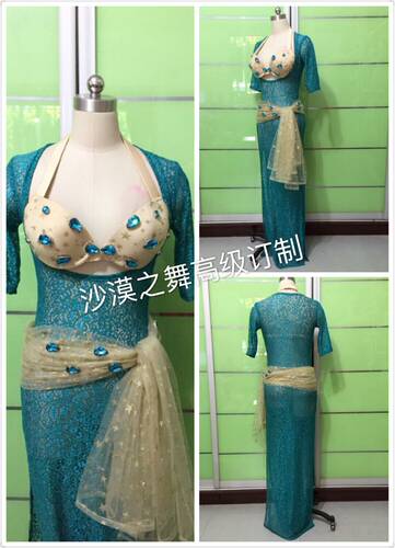 沙漠之舞肚皮舞演出服 表演服订做 蕾丝长袍 baladi shabbi 袍子