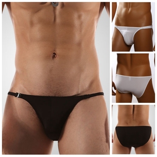 梯酷冰丝两侧开扣黑白细带男士内裤低腰性感弹力U凸三角TIKU1083